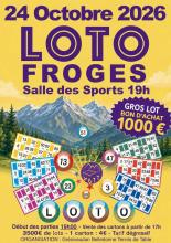 Samedi 24 Octobre 2026 19h LOTO DU GBTT FROGES. GROS LOT : BON D ACHAT DE 1 000€.